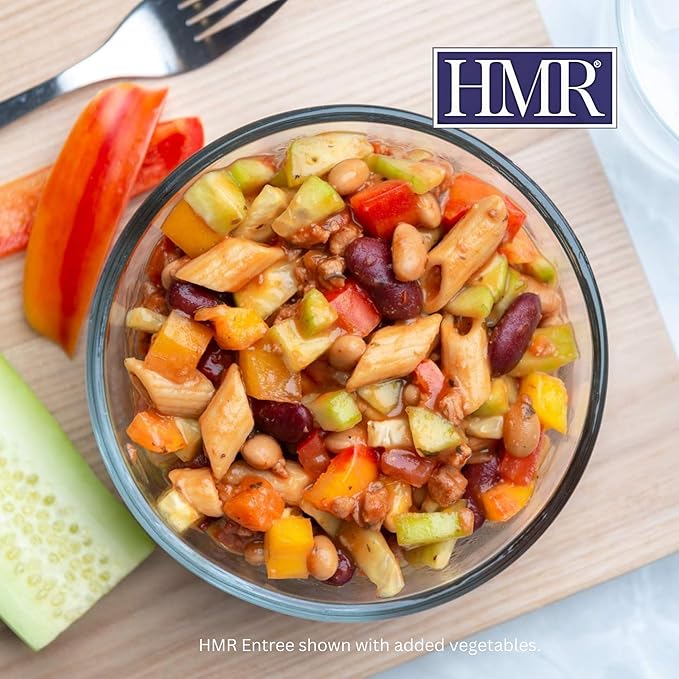 HMR Pasta Fagioli Entrée | Pre-packaged Lunch or Dinner to Support Weight Loss | Ready to Eat | Vegetarian | 14g of Protein | Low Calorie Food | 8oz Serving per Meal | Pack of 6