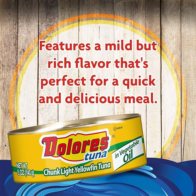 Dolores Tuna Chunk Light Yellowfin Tuna in Vegetable Oil,5 Ounce (Pack of 24)