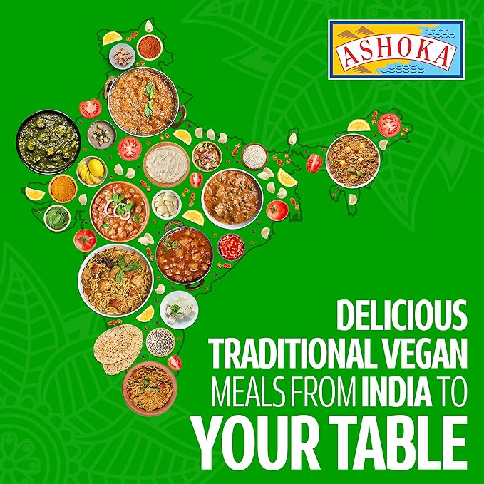 Ashoka Heat & Eat Meals 1932, Plant-Based Tofu & Green Peas Curry, Gluten-Free On the Go Meals, Kosher Certified, All-Natural Matar Paneer, Microwave Friendly with No Preservatives, Pack of 10