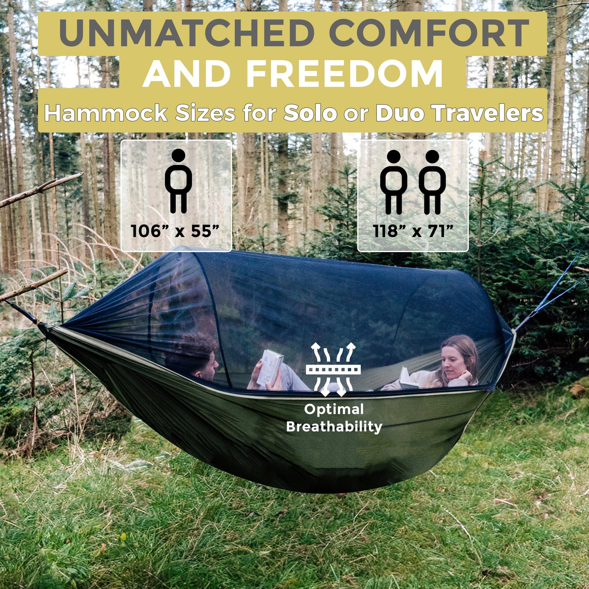 Miztli Camping Hammock Portable Tent-Like Outdoor Hammock with Net 1/2 Person