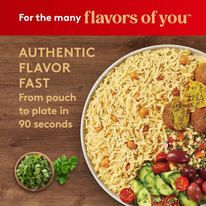 Royal Lemon, Garlic, and Herb Basmati White Rice and Chickpeas - Ready to Heat Basmati Rice - (6 Pack) 8.5 oz Microwaveable Pouch