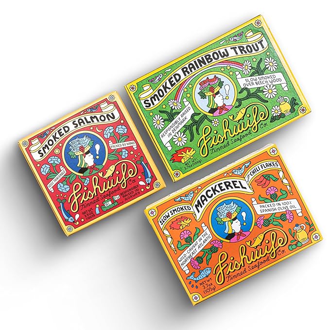 Fishwife Smoky Trio 3-Pack (Smoked Rainbow Trout, Smoked Salmon, Smoked Mackerel) | Gluten Free, High Protein, Omega-3s | Hand-Packed