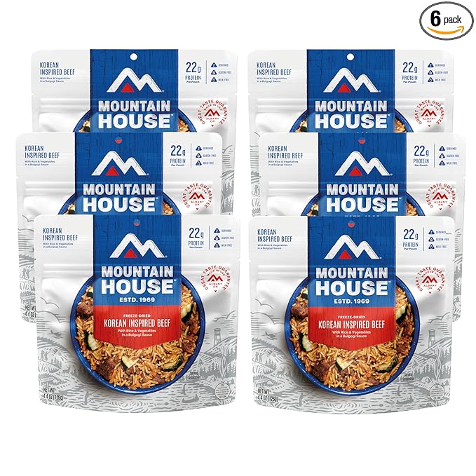 Mountain House GlutenFree Korean Inspired Beef FreezeDried Food for Camping, 12 Servings, 30Year ShelfLife