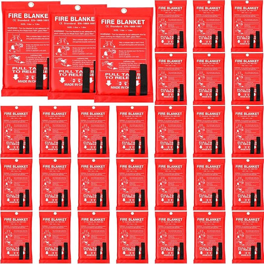 Macarrie 30 Pack 39??x 39??Fire Blanket Emergency for Home and Kitchen Safety Suppression Blanket Fiberglass Fireproof Survival for Fireplace Car Office Camping (Red)