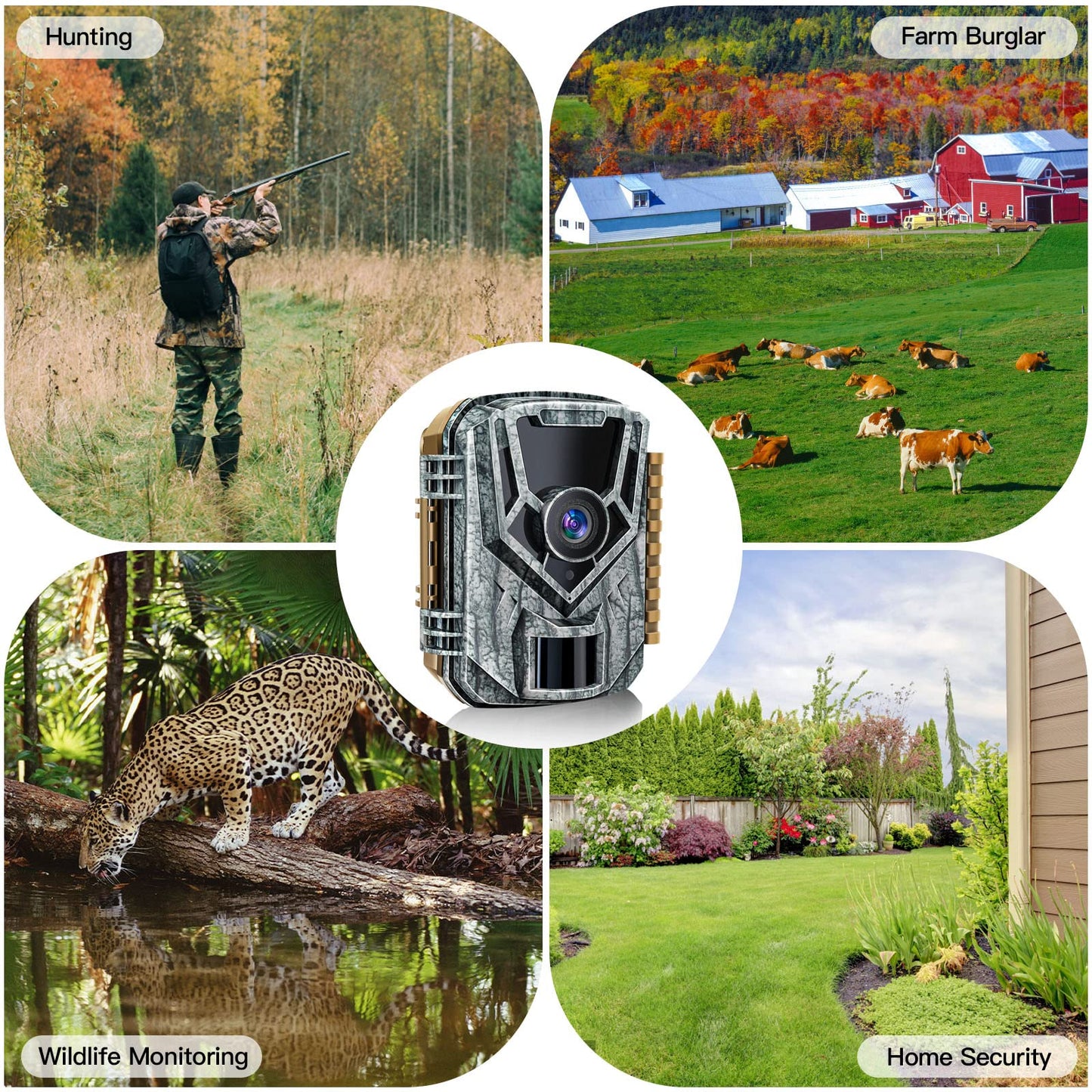 Punvoe Trail Camera 2 Pack 36 MP 2.7K Game Camera 32GB Memory Card 4 Batteries Time 2.0" LCD