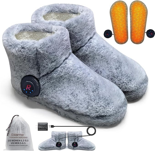 Rechargeable Walking Foot Warmer for Cold Feet, Cordless Graphene Heated Boots for Women Indoor, 4-8 Hours Heat, Washable & Removable, Electric Heated Slippers