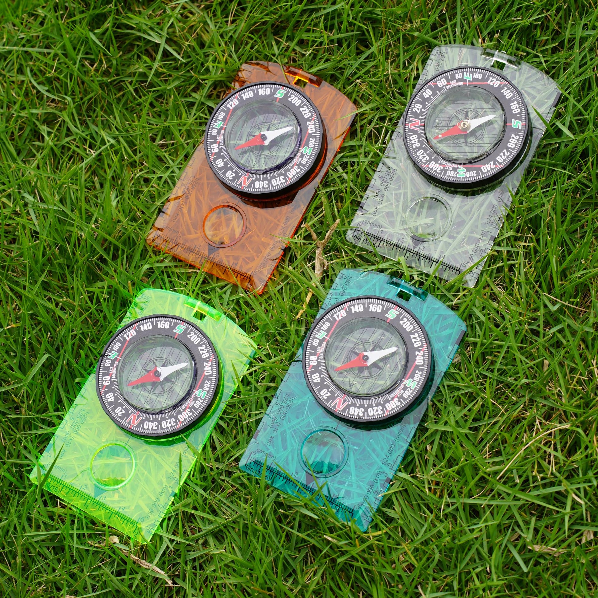 4 Pcs Outdoor Compass with Adjustable Declination,Magnifier,Ruler,Scale. Multifunctional