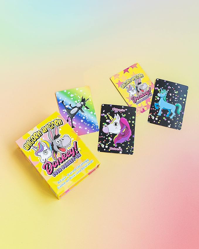 Unicorn Unicorn Donkey! Even Donkey-er - A Fast, Fun Card Game for Kids & Families. Outsmart Your Opponents and Keep Those Dorkey Donkeys Away! Ages 4+ | 2-6 Players | from PBN'J Games