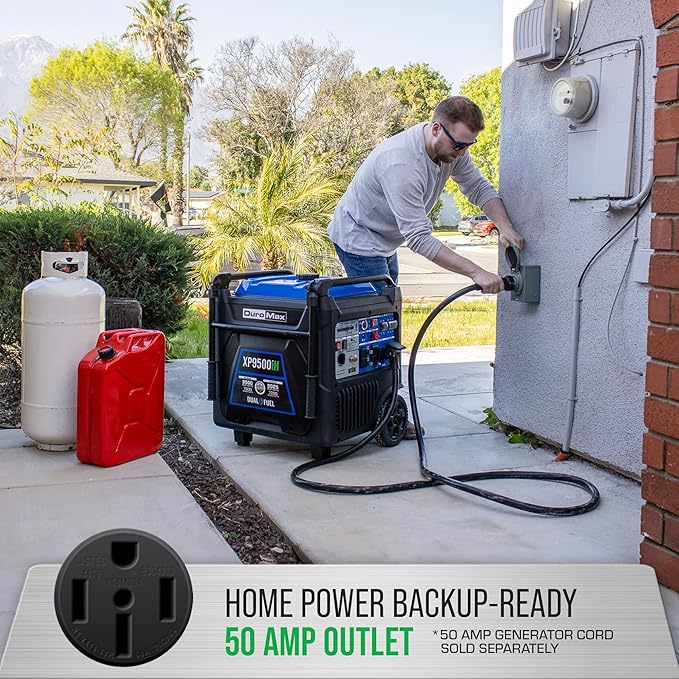 DuroMax XP9500iH 9,500-Watt Dual Fuel Portable Digital Inverter Generator - Gas & Propane, Remote Electric Start, RV & Emergency Ready