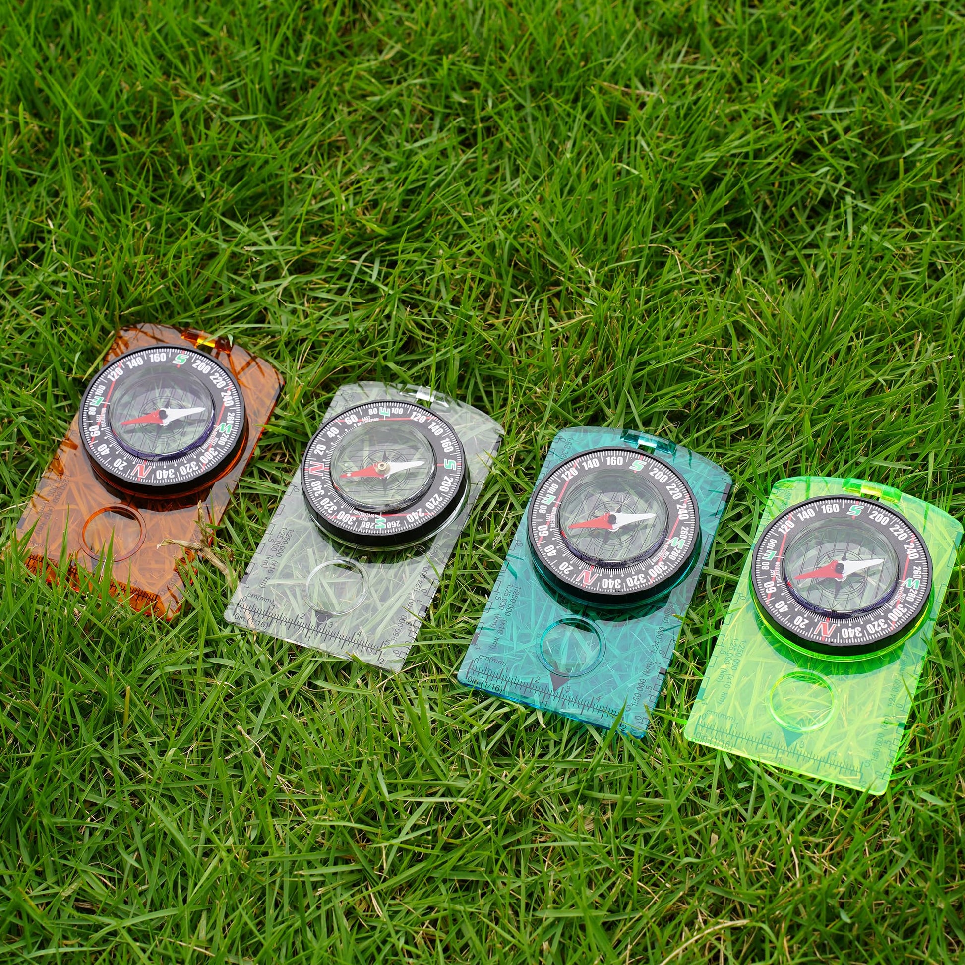 4 Pcs Outdoor Compass with Adjustable Declination,Magnifier,Ruler,Scale. Multifunctional
