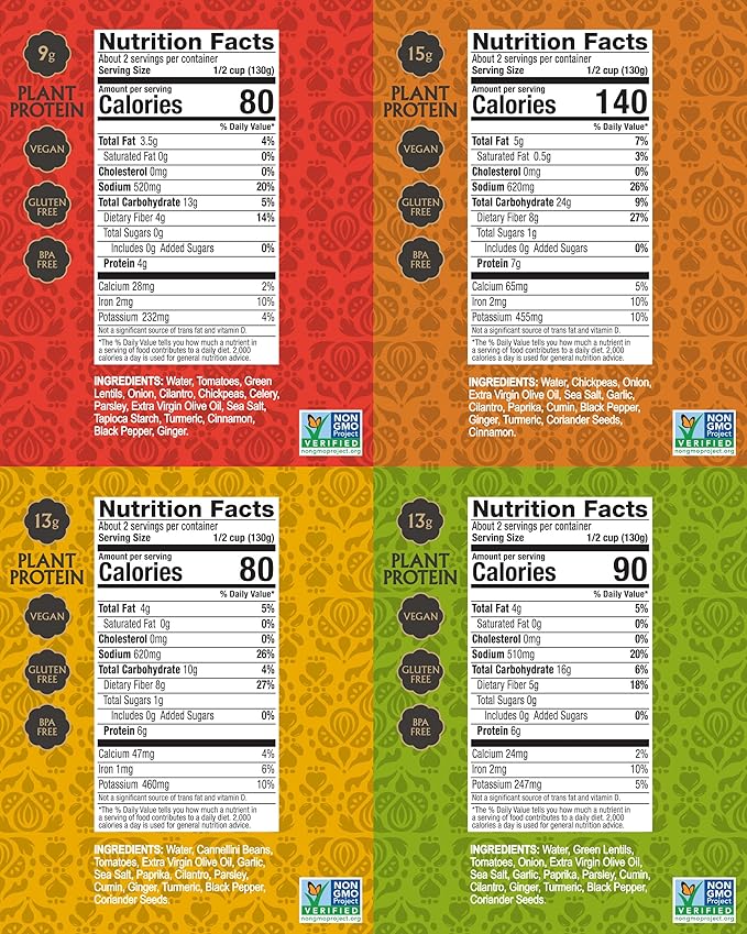 Mina Moroccan Lentils, Chickpeas, White Beans & Harira - Healthy Snacks Variety Pack of 8 (10 oz), Lentils Ready to Eat, Vegan Protein, Gluten-Free Instant Food, Microwave Meals, Non-GMO, Kosher