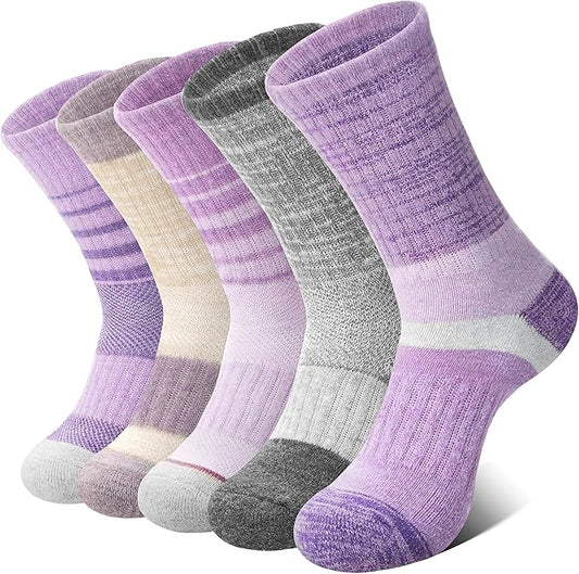 Anlisim Merino Wool Hiking Socks for Women Thermal Winter Warm Boot Work Cushion Socks 5 Pairs