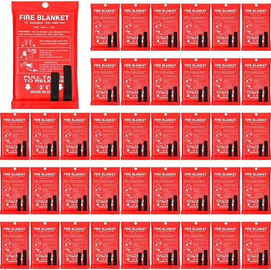 Macarrie 40 Pack 39??x 39??Fire Blanket Emergency for Home and Kitchen Safety Suppression Blanket Fiberglass Fireproof Survival for Fireplace Car Office Camping (Red)