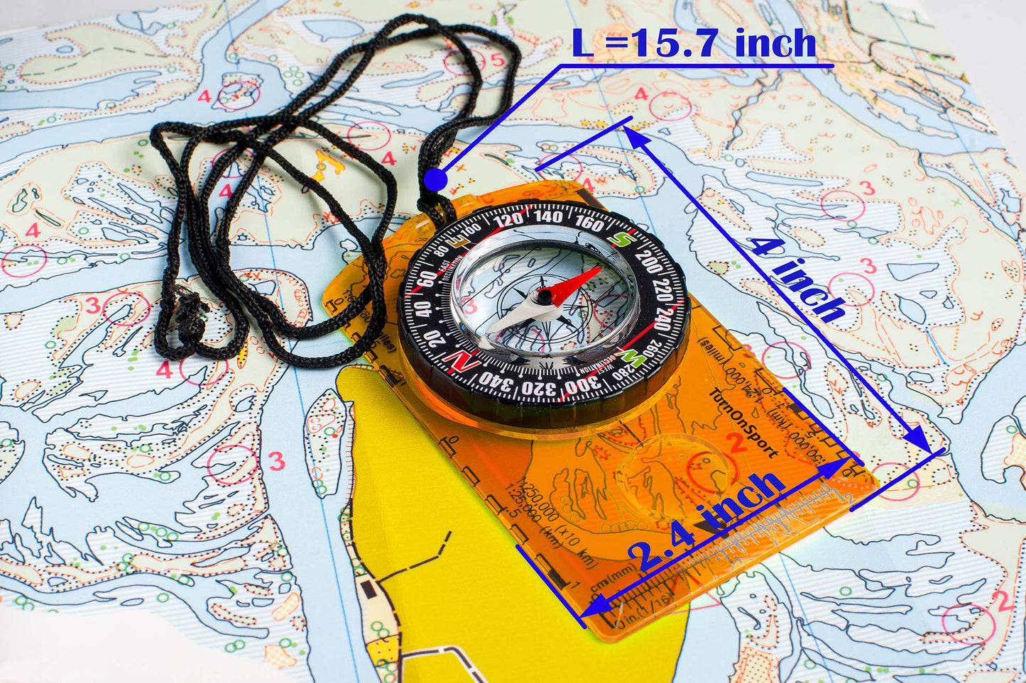Orienteering Compass Advanced Scout for Hiking Camping Navigation Orange