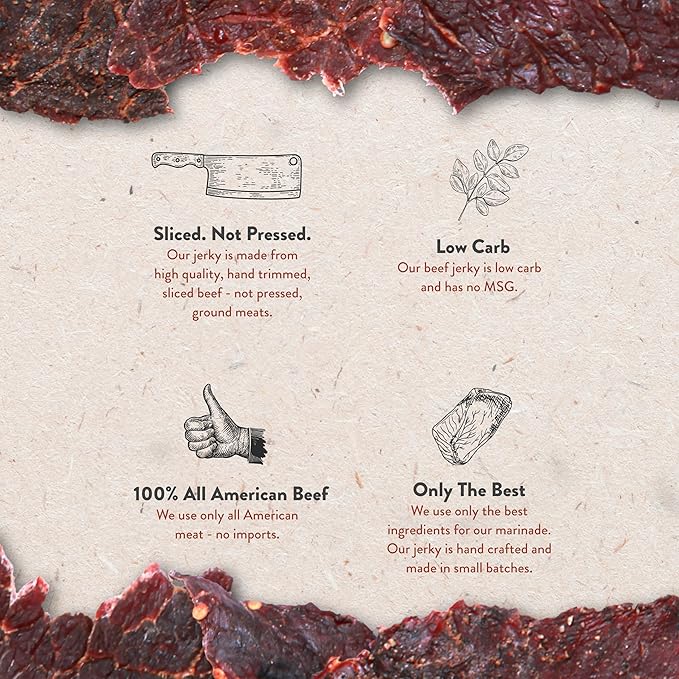 Hardtimes Beef Jerky - Variety, Specialty Gift Bag - Great Gift for Father's Day, Holiday, & Birthday - 5 Pack of 2.25 oz Bags Original, Black Pepper, Hot, Teriyaki, & Sweet Heat - 4 Jerky Chews