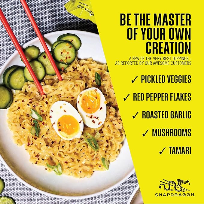 Snapdragon Saucy Instant Noodles with Cheezy Umami, Savory Slurpable Sauce - Quick Meal, Snack, and Lunch. 12-Pack Microwave Noodles for Cup, Bowl, Cheddar Cheese Ramen or Asian Stir Fry