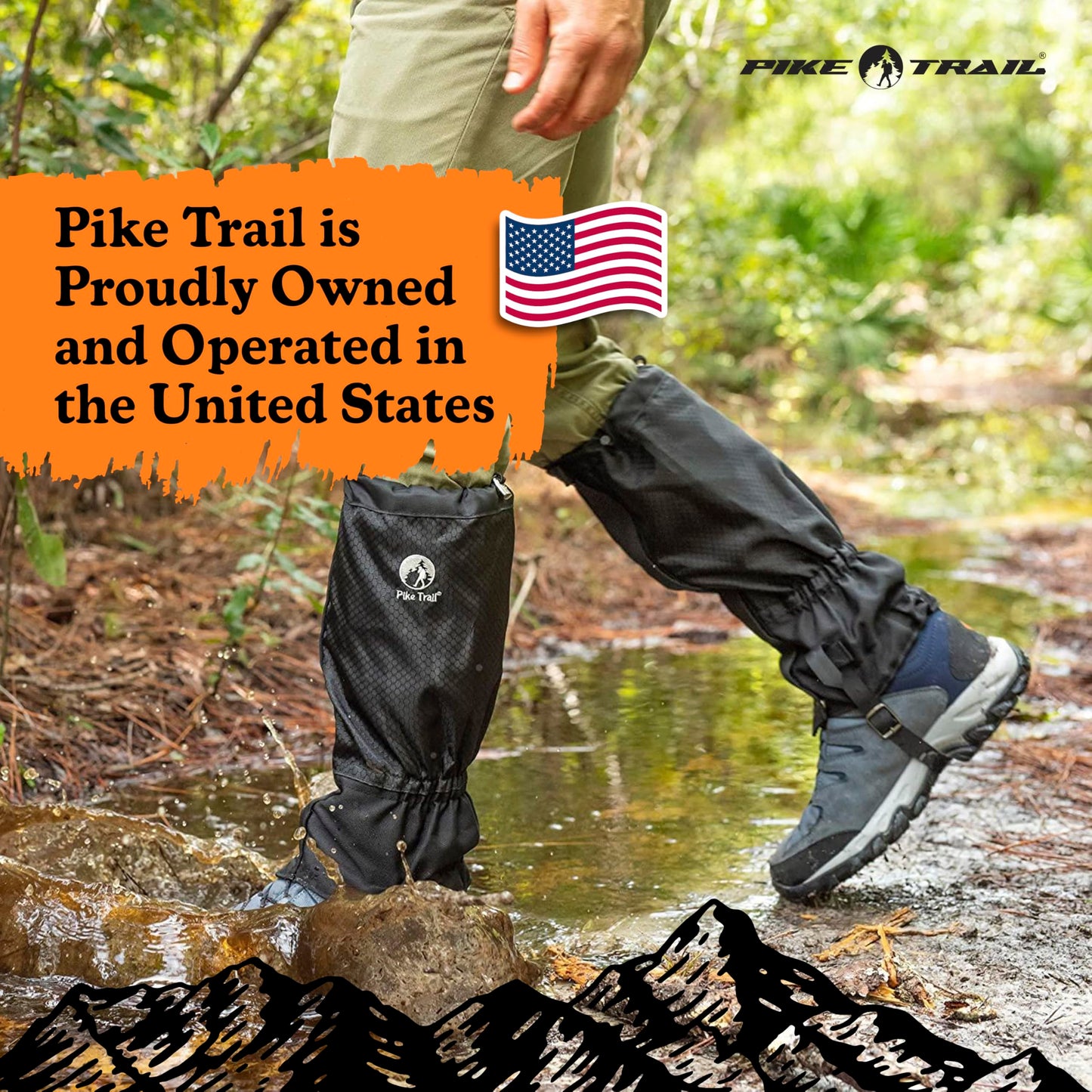 Pike Trail Adjustable Leg Gaiters - Lightweight, Waterproof - Leg Guards for Men & Women - Hiking