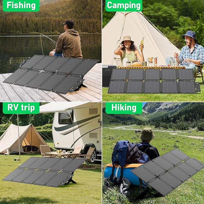 Portable Solar Panel 100W, Monocrystalline 24.8% High Efficiency Foldable Solar Panel, Solar Charger Kit IP65 Waterproof for Camping RV Backpacking Outdoor Use