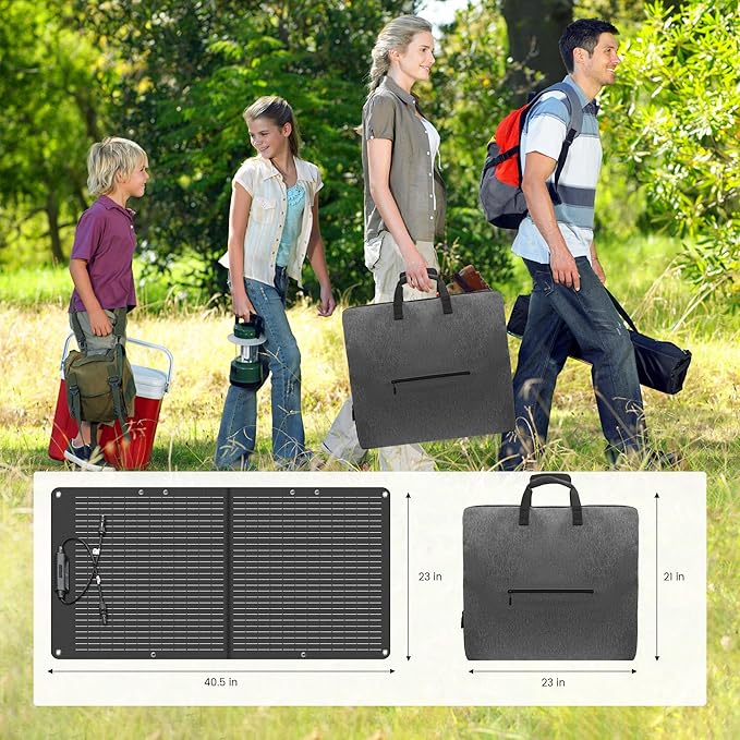100W Portable Solar Panel for Power Station - 23.7% High Efficiency 20V Foldable Solar Charger Compatible with Solar Generator for Camping RV Outdoor Home Backup