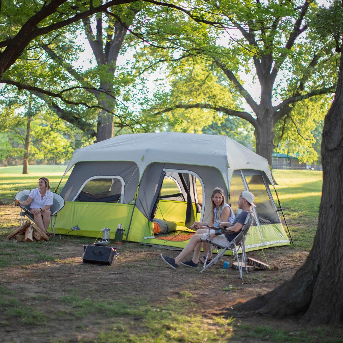 CORE 9 Person Instant Cabin Tent | Large Multi Room Family Pop Up Tent for 2 Minute Camp Setup |