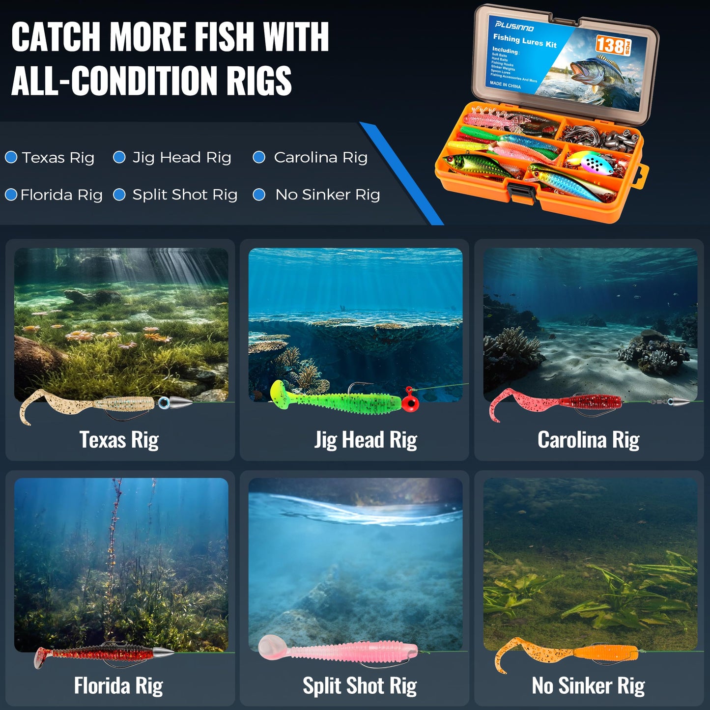 PLUSINNO Fishing Rod and Reel Combo with Telescopic Fishing Pole, Portable Travel Fishing Rods Kit