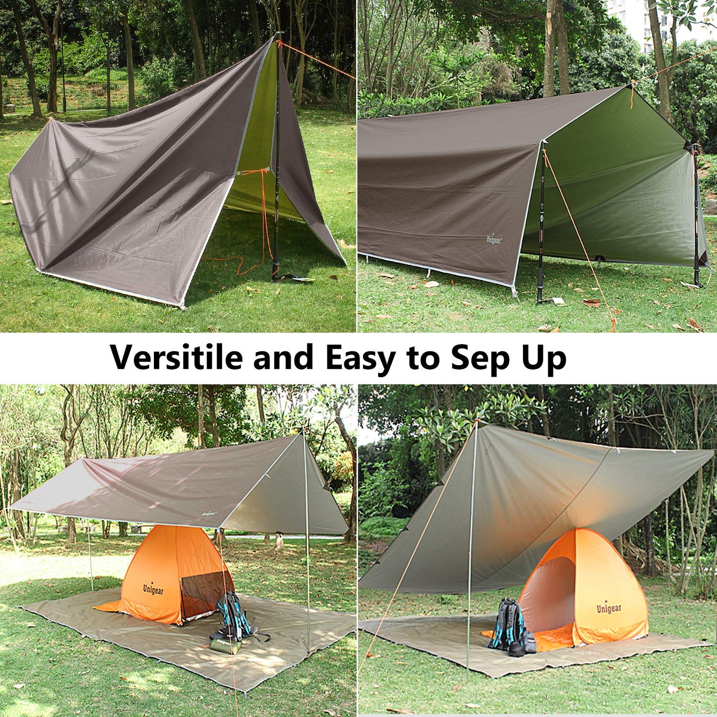 Unigear Hammock Rain Fly Waterproof Camping Tent Tarp for Backpacking