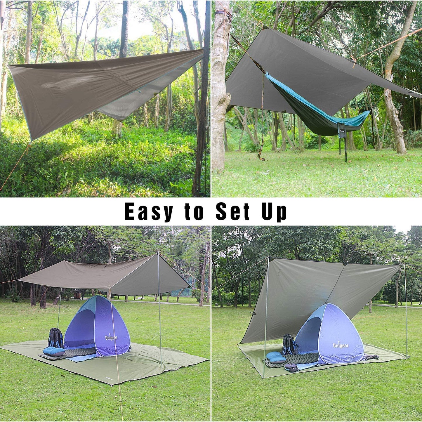 Unigear Hammock Rain Fly Waterproof Camping Tent Tarp for Backpacking
