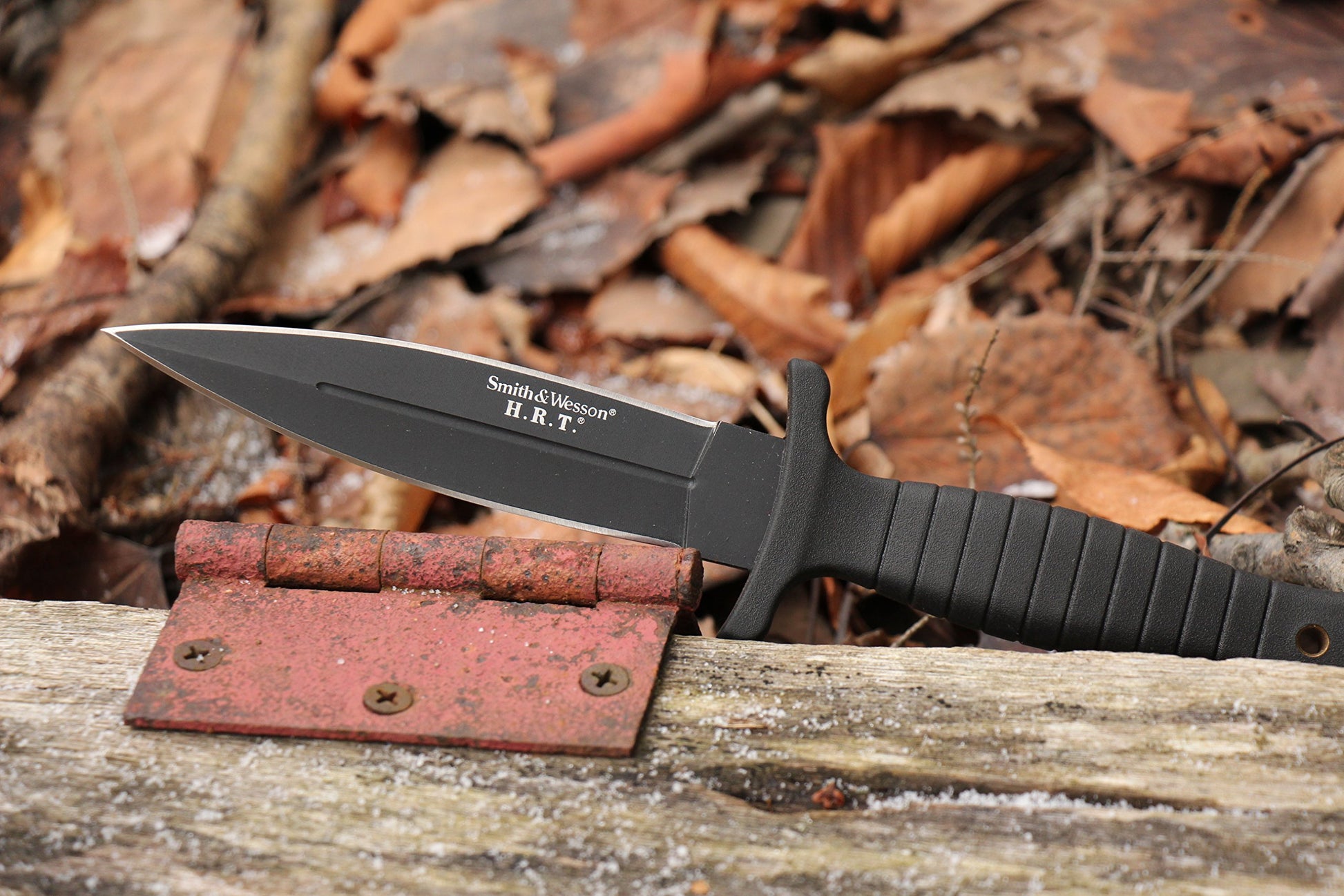 Smith & Wesson SWHRT9B 9in High Carbon S.S. Fixed Blade Knife with 4.7in Dual Edge Blade and TPE