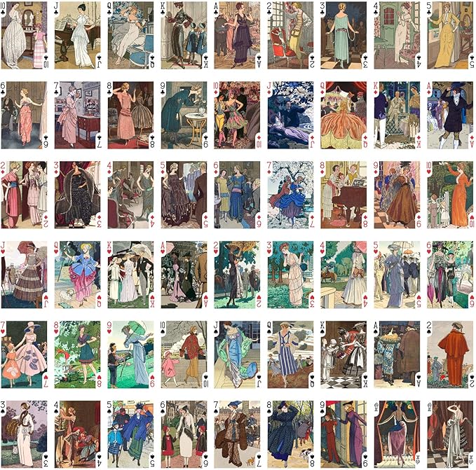Pierre BRISSAUD Playing Cards (Poker Deck 54 Cards All Different) Vintage Retro Art Deco French Illustration Twenties