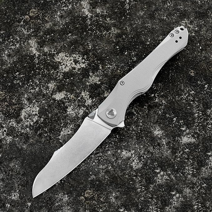 Knives, EDC Folding Knife for Men, Flipper Pocket Knife with Clip, Sharp Hiking Camping Survival Knives, G10 Handle and Ti Thumb Studï½?.89'' Stonewash 14C28N Steel Blade｜Triton-03