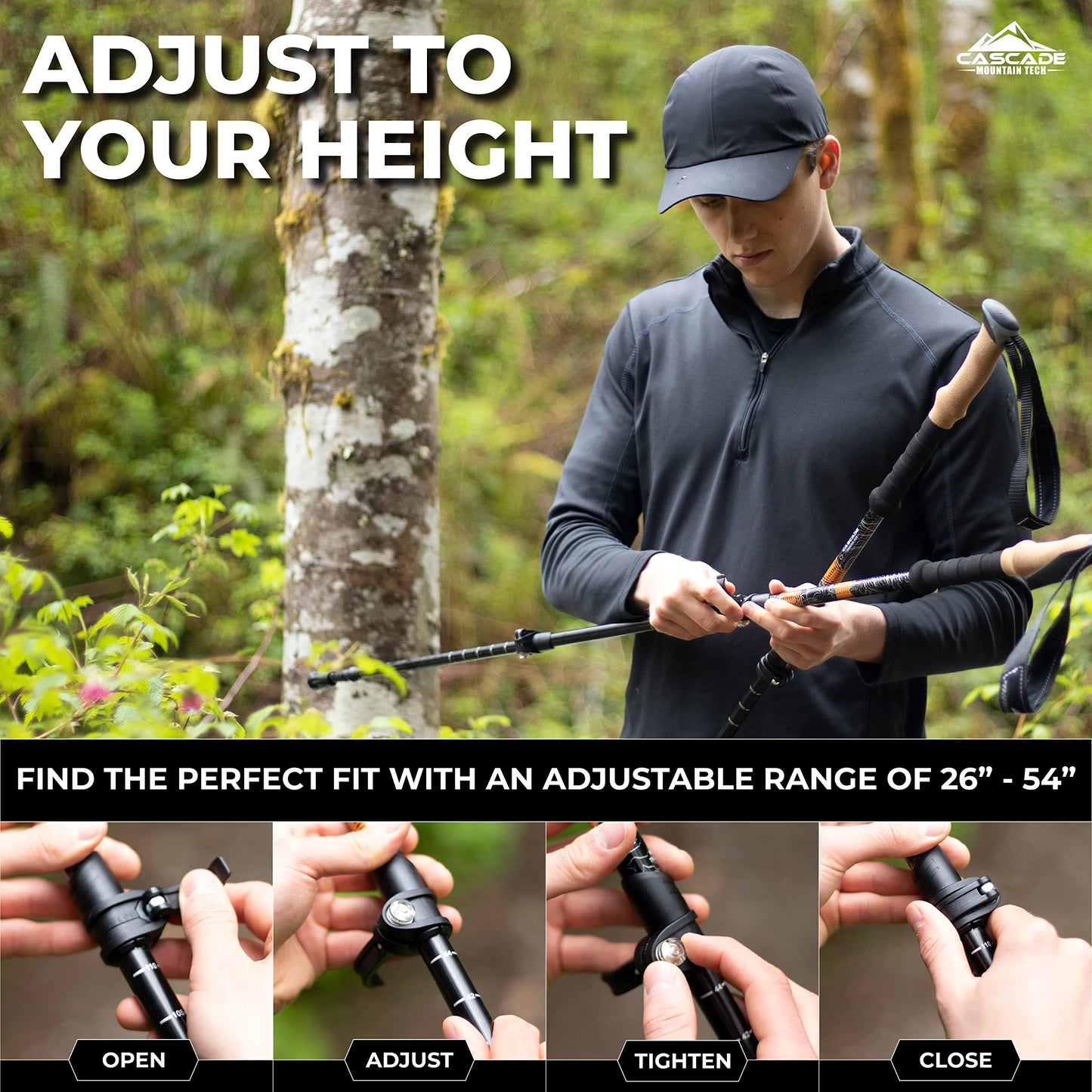 Cascade Mountain Tech Trekking Poles - Aluminum Hiking Walking Sticks with Adjustable Locks