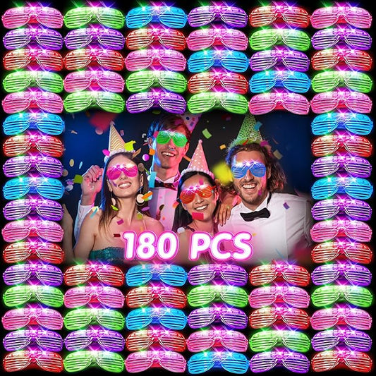 180 PCS Light Up Glasses, Glow In The Dark Party Supplies, LED Glasses, Glow Glasses, Glow In The Dark Glasses for Kids and Adults, Neon Glasses for Glow Party, Wedding, Birthday, Halloween