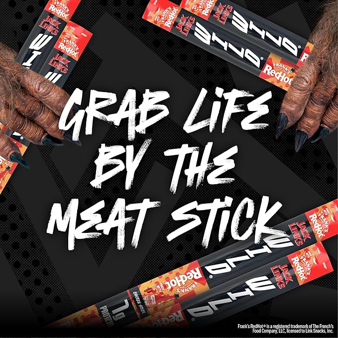 Jack Link's Wild Mini Chicken Sticks Made with Frank's RedHot Flavor – 7g of Protein Snacks, On The Go Snacking, Keto & Paleo Snack, Carnivore Diet Ready, Individually Wrapped – 0.5 Oz. (14 Count)