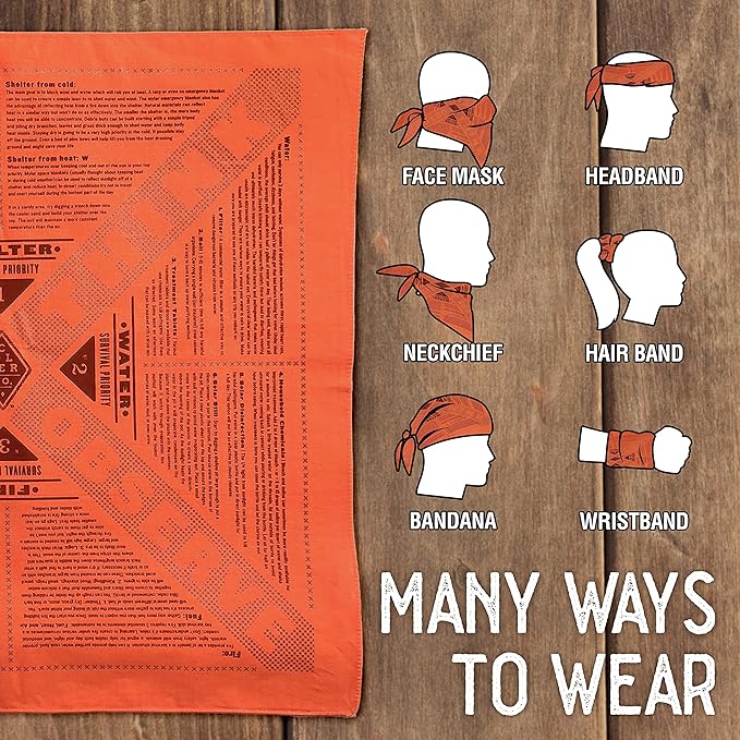 Stayin' Alive Reflective Survival Bandana - 100% Cotton & Unique Bandanas - Made In The USA - Orange