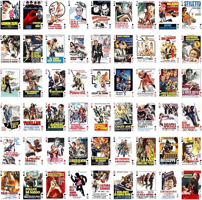 Crime Movies Playing Cards (Poker Deck 54 Cards All Different) Vintage Movie Posters Crime Detective Action Movies Film Noir