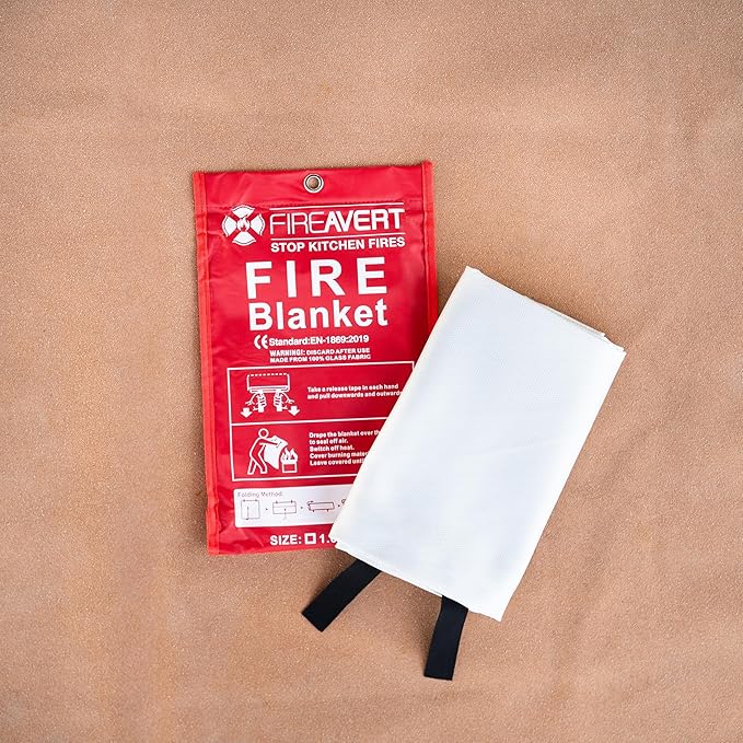 Emergency Fire Blanket for Home and Kitchen – Fire Safety Blanket for Kitchen, Camping, Vehicles & More - 4 Pack