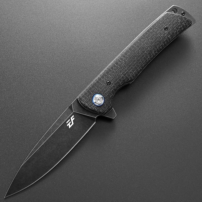 Eafengrow EF973 Folding Knife, D2 Steel Blade Micarta Handle Scale Pocket Knife Folder for Working Camping Hiking EDC Tool Knife(black)