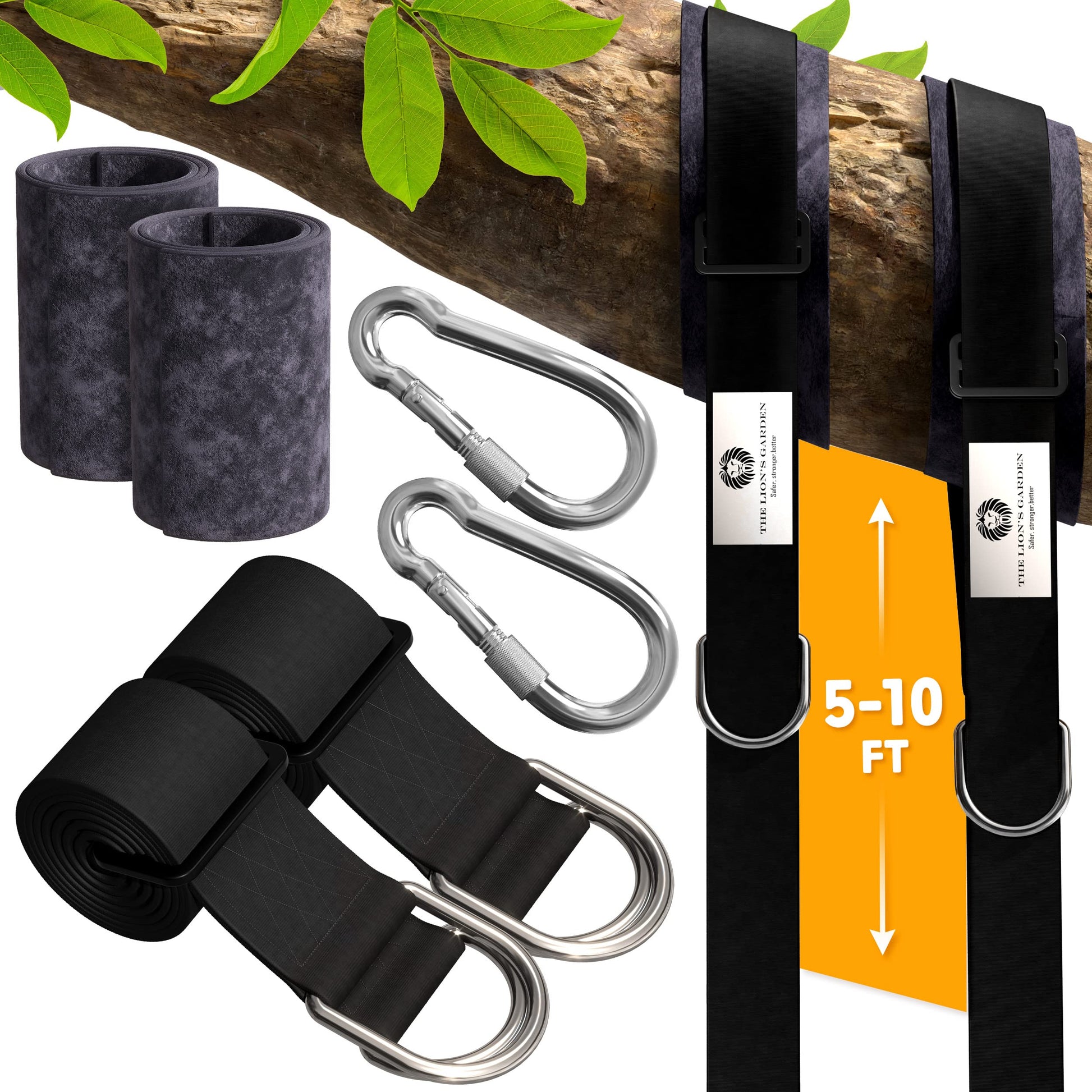 The Lion’s Garden Tree Swing Straps 2 Pack – Adjustable 5–10 ft Tree Swing Hanging Straps, Heavy