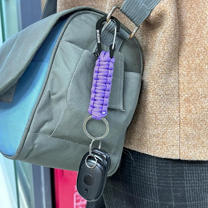 BRAVESHINE Paracord Keychain Carabiner Clip, D Ring Lanyard Hanger Stroller Hook for Water Bottle, Key, Backpacks, Men, Women