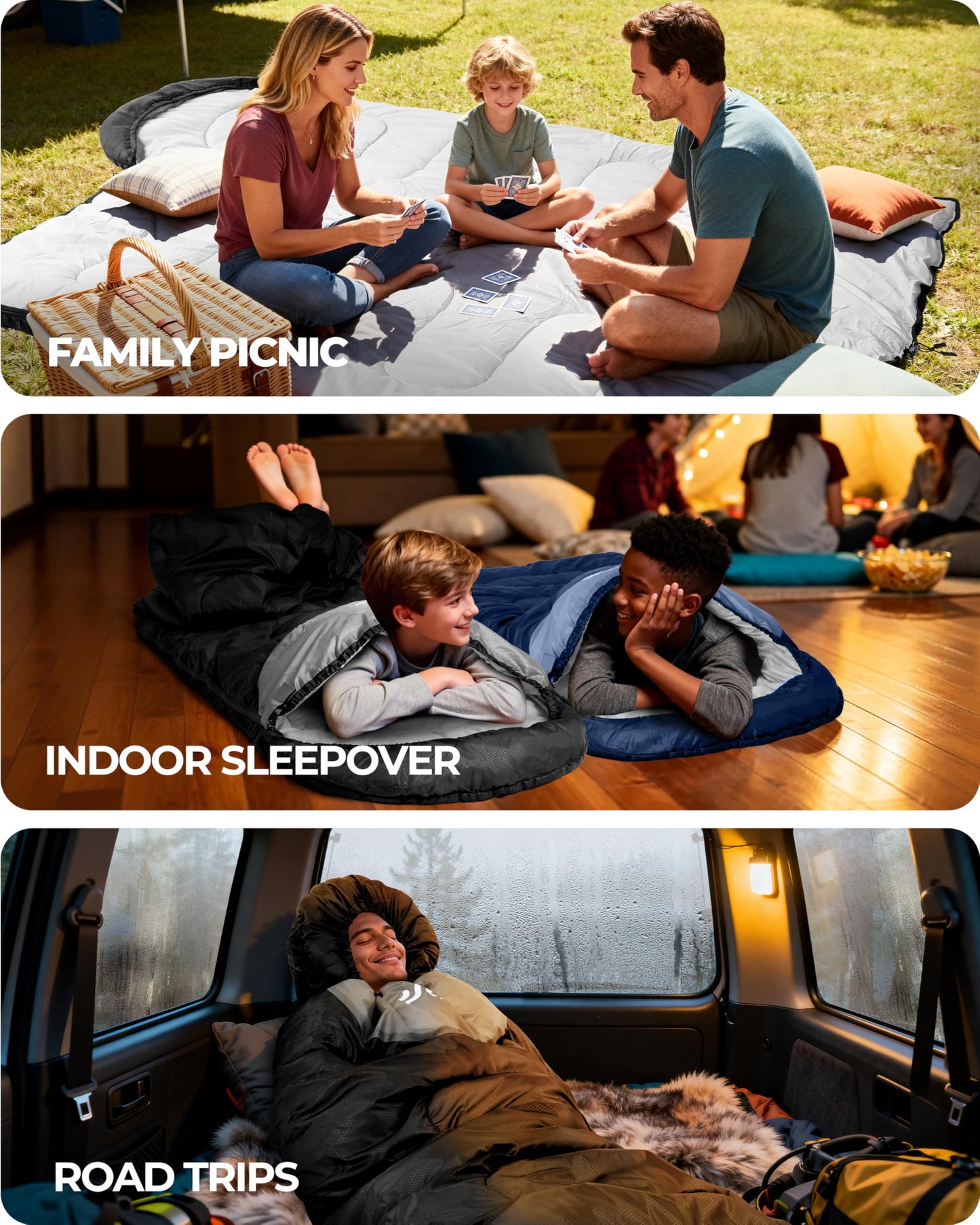 Sportneer Sleeping Bag for Adults & Kids, Cold Weather & Warm Waterproof Camping Sleeping Bag