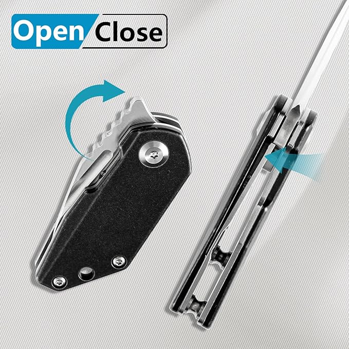 KANSEPT RIO Mini Pocket Folding Knives EDC Camping Folding Knife 1.56'' Satin M390 Blade Pocket EDC Knife with Black Stonewashed Titanium Handle Everyday Carry K3044A1