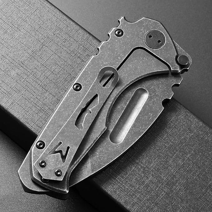 Ccanku C1137 Folding Knife, D2 Steel Blade Steel Handle EDC Tool Knife for Outdoor Camping Hiking Fishing (Steel)