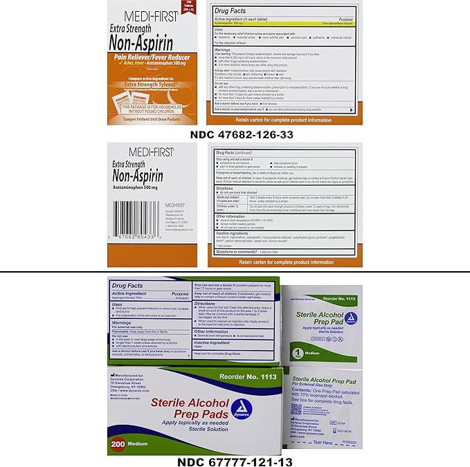 MFASCO First Aid Fill Kit Refill Pack - Hurt Ease Meds, 29pc First Aid Supplies - Travel or Personal Kits, Essential Medical Items, Compact Size, Emergency Refill, 4 X 3 X 0.5 inches