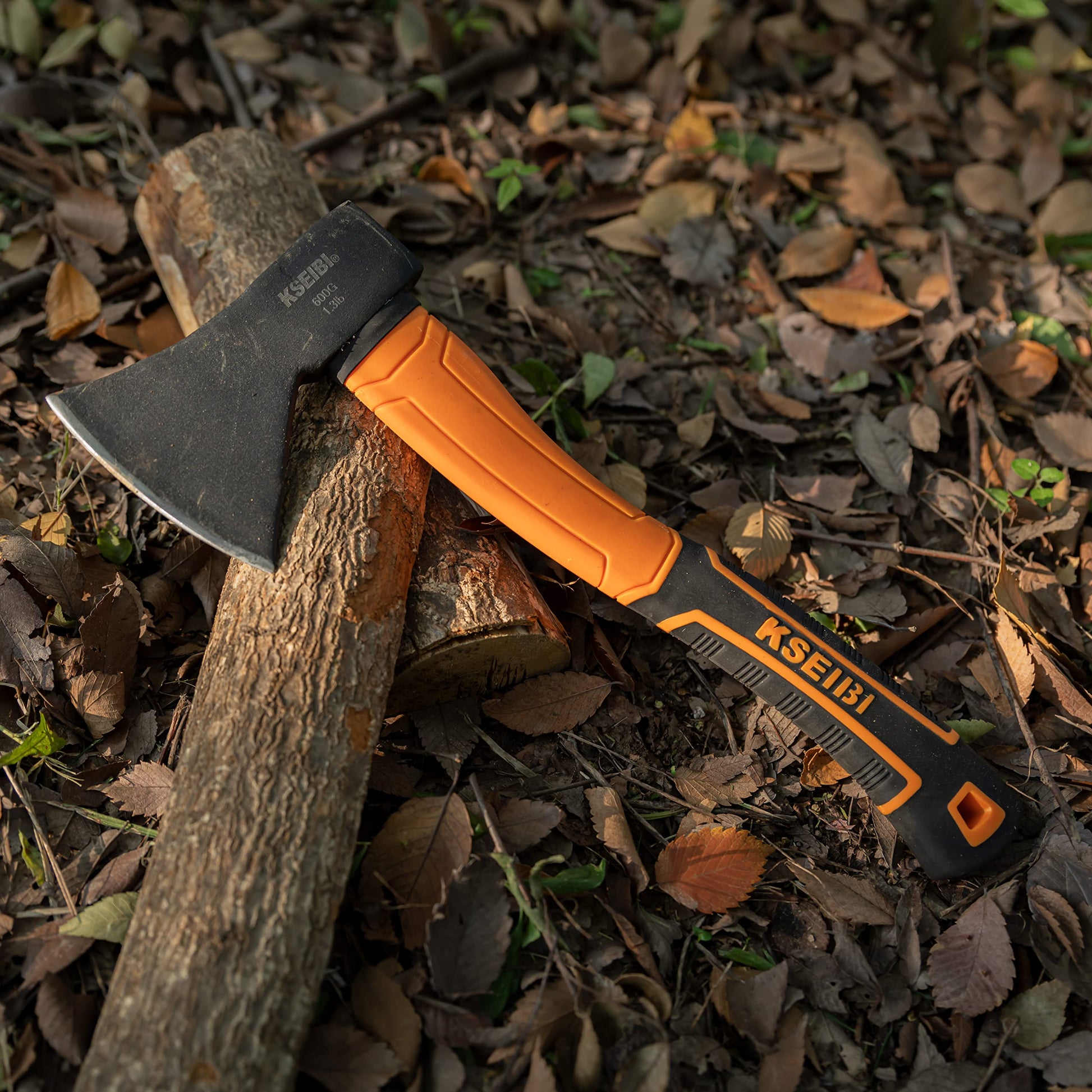KSEIBI Wood Axe, Small Outdoor Camp Hatchet for Splitting and Kindling Wood, Forged Steel Blade