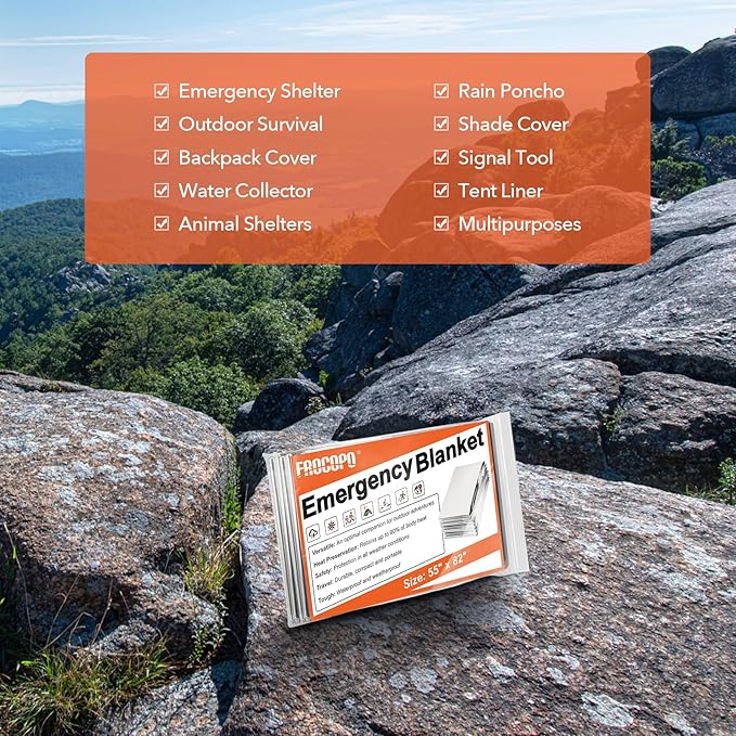 6 Pack Emergency Mylar Blanket, Emergency Blanket Space Blanket Survival Rescue Insulating Reflective foil kit Outdoors Hiking Camping Blanket Perfect for Outdoors, Hiking, Camping Survival