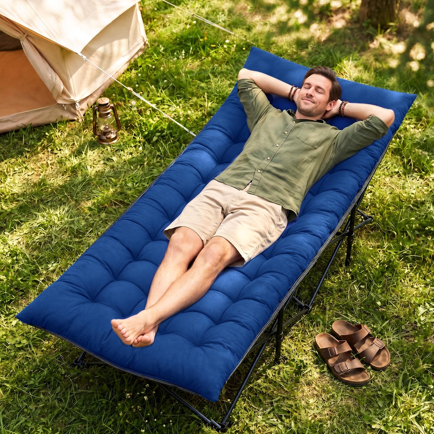JEAREY Camping Cot for Sleeping 28" Extra Wide, Heavy-Duty 1200D Oxford Foliding Cots for Adults