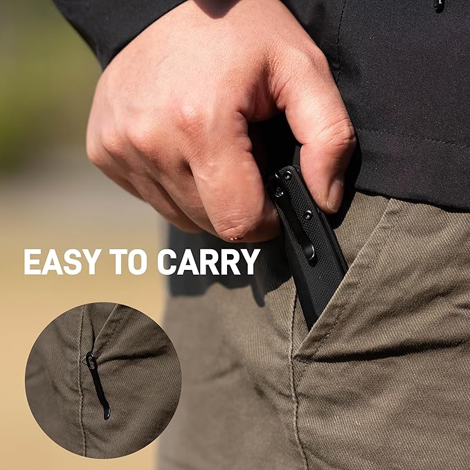 CJRB Kain Folding Pocket Knife, 2.95'' AR-RPM9 Steel Blade G10 Handle Small EDC Knife with Pocket Clip for Men Women, Sharp Knives for Camping Hiking Survival, Designed by Sanford Owen(J1956 Black)