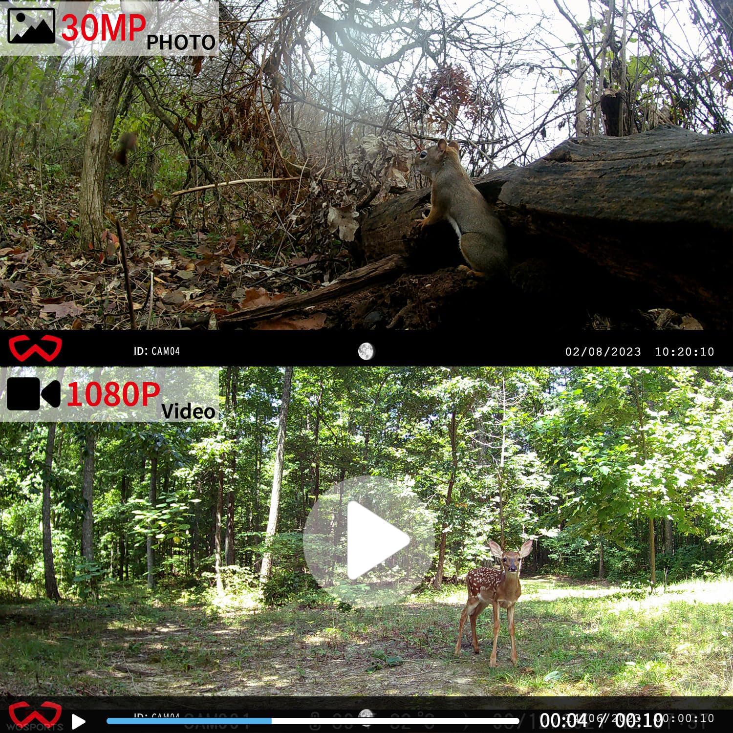 WOSODA Mini Trail Camera 4 Pack 30MP 1080P HD, Game Cam with SD Card, Waterproof Tiny Deer Camera