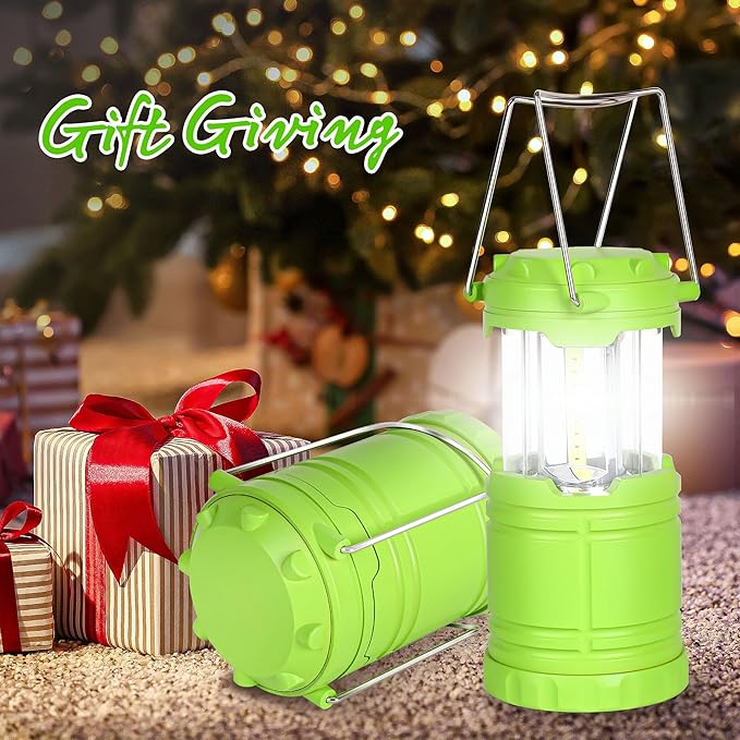 1-Pack LED Green Camping Lanterns, Portable Camping Lights, Outdoor Handled Lamps, Essential Emergency Lights for Power Outages, Hiking, Hurricane