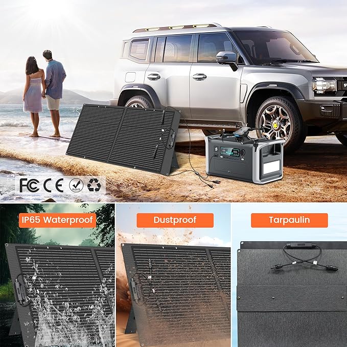100W Portable Solar Panel for Power Station - 23.7% High Efficiency 20V Foldable Solar Charger Compatible with Solar Generator for Camping RV Outdoor Home Backup